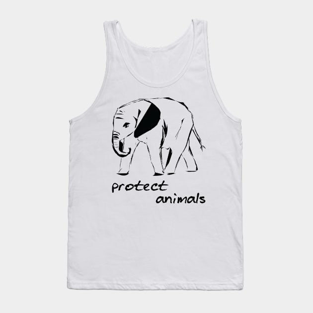 protect animals - elephant ink sketch Tank Top by Protect friends